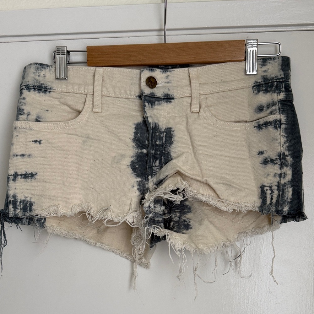 Wildfox Lara Mid Rise Denim Cutoff shorts in an Ashes Tie Dye